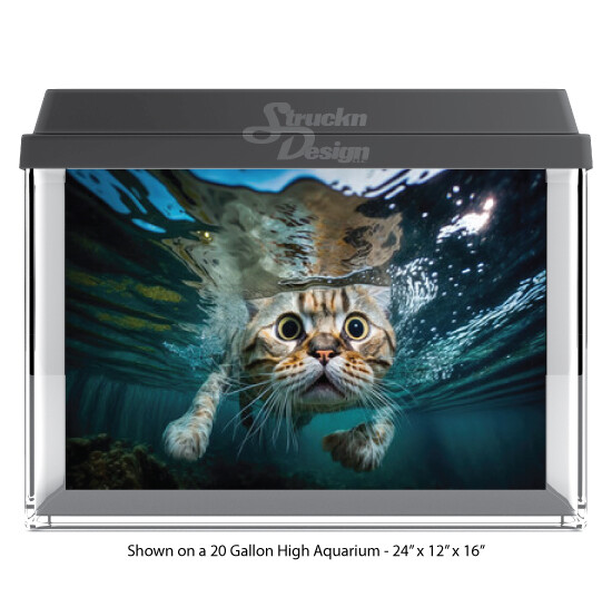 Surprised Tabby Cat Polyester Fish Tank Glass Backdrop Aquarium Background