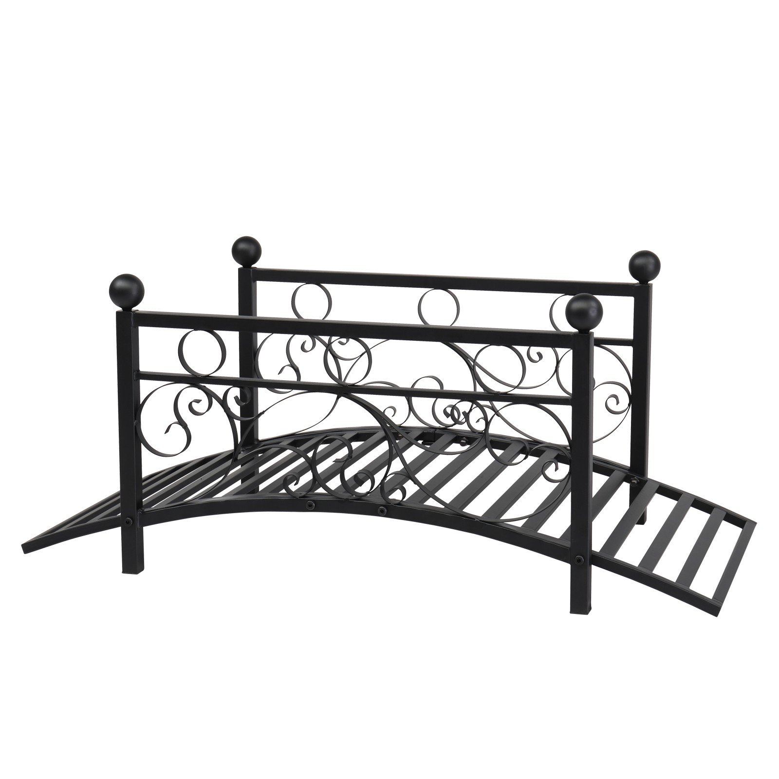 102L x 51W x 43H Classic Metal Garden Bridge Arc Footbridge with Safety Railings