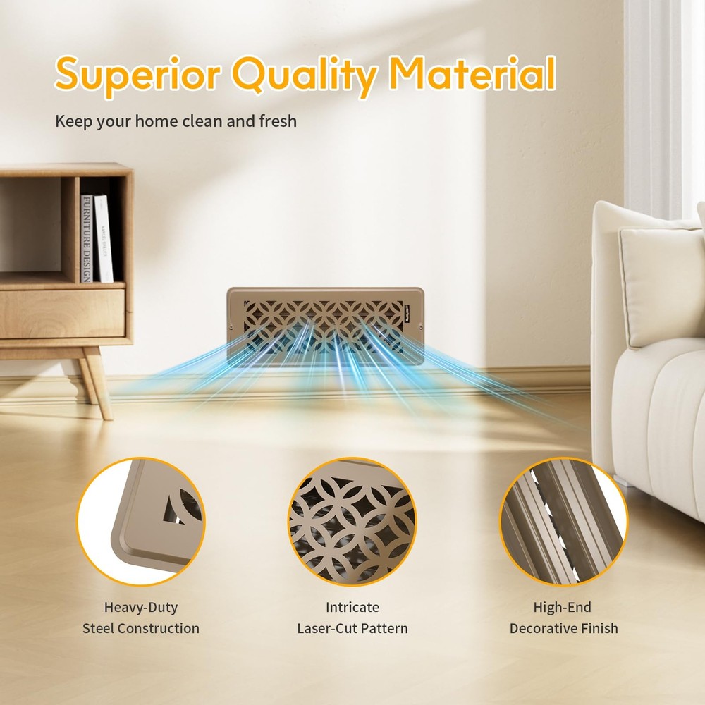 Floor Vent Covers, Floor Register 4x12, 2 Pack Adjustable Decorative Vent Covers