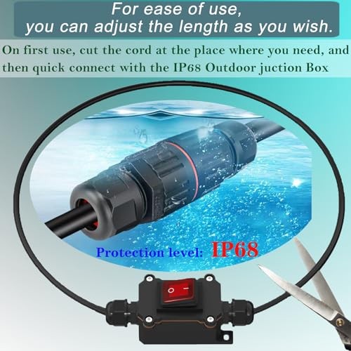 12V Inline Switch IP68 Waterproof, Outdoor On/Off Toggle Switch with 10FT