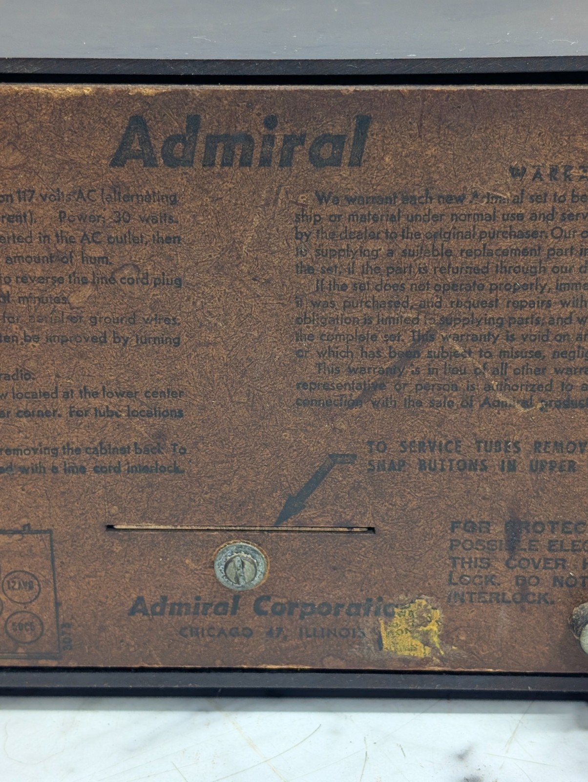 Vintage 1950's Admital MCM AM Radio Table Top 5G32N Model #
