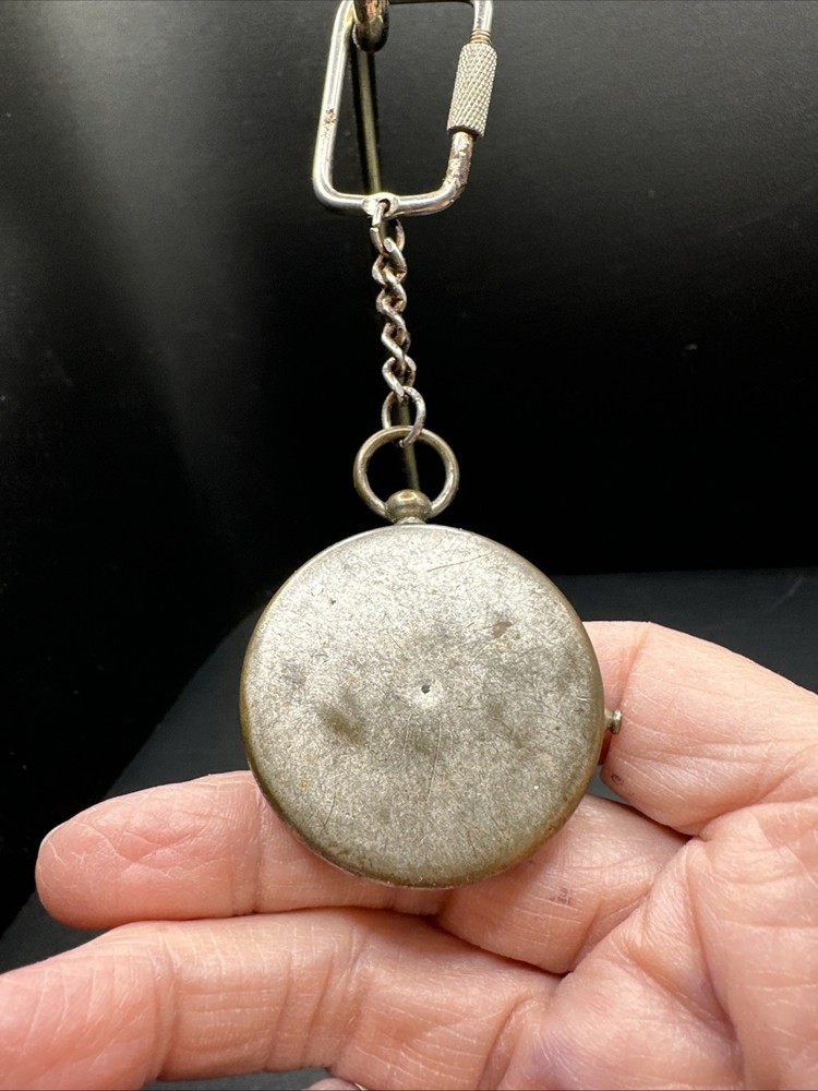Antique German Silvertone Compass Key Chain
