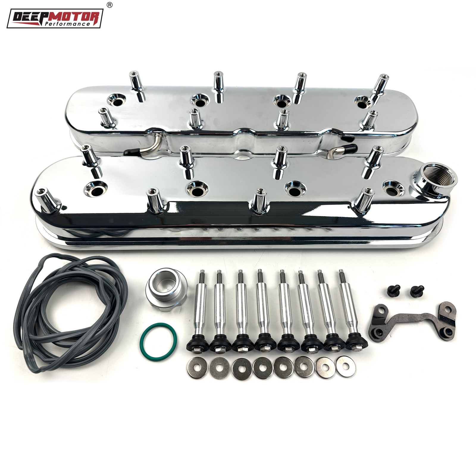 Deepmotor Tall Cast Aluminum Valve Covers for LS1 LS2 LS3 LS6 5.3 6.0 Chrome