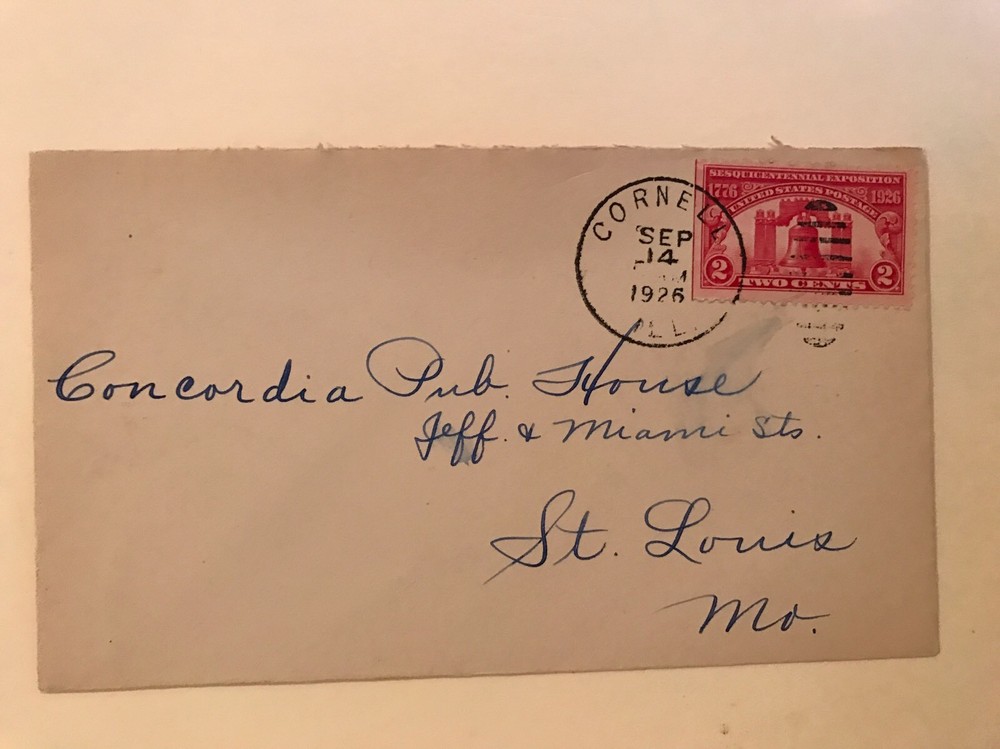 1926 Cover Postmarked Cornell Illinois