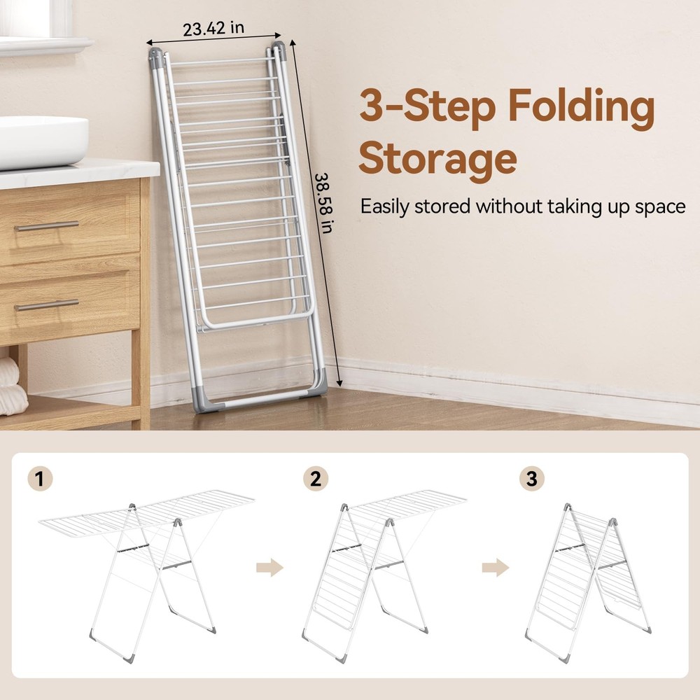 Clothes Drying Rack Foldable Sturdy Metal Laundry Drying Rack