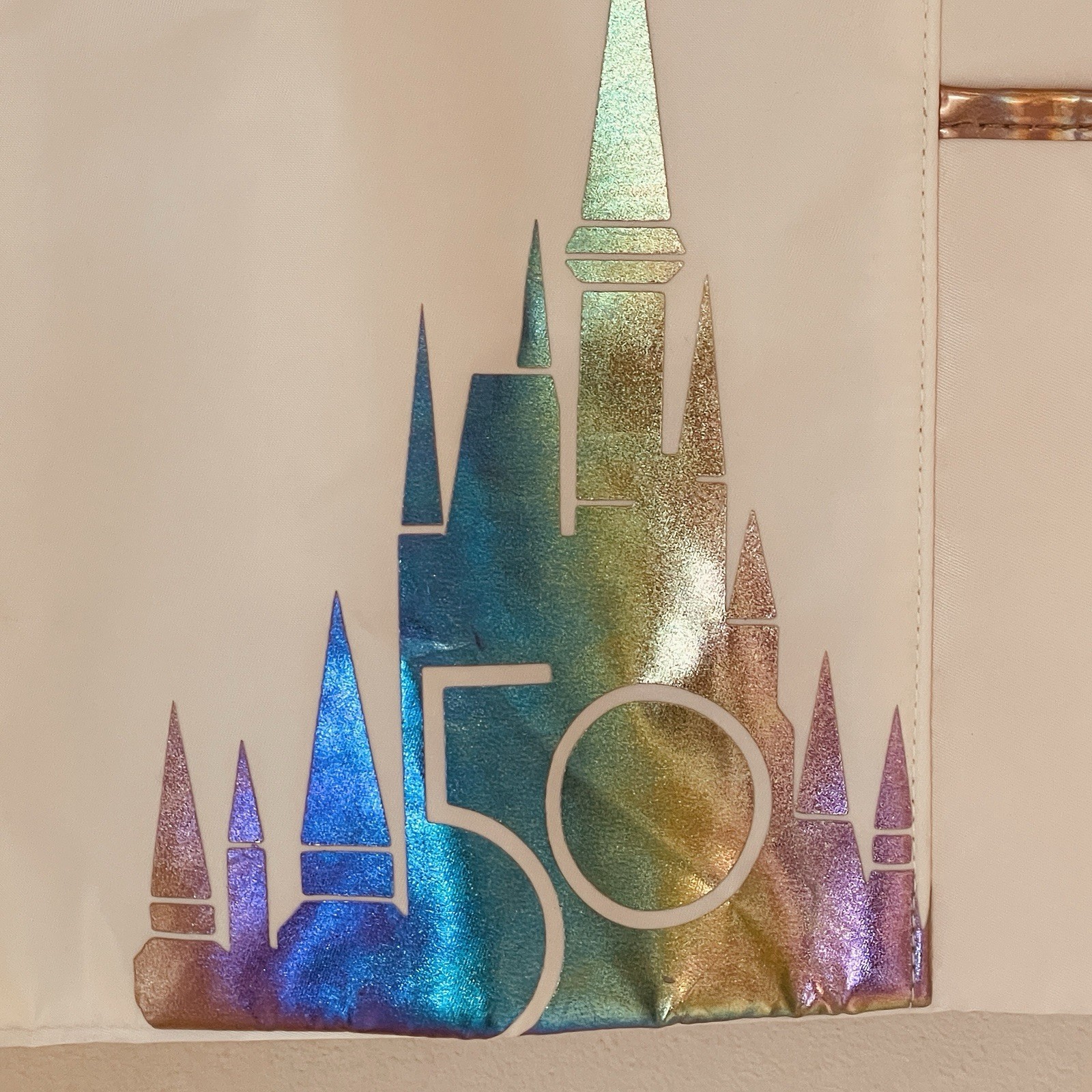 NWT NEW Walt Disney World 50th Anniversary Tote iridescent Cinderella’s Castle