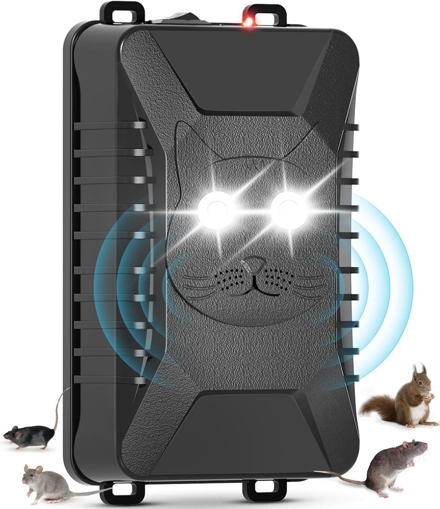Rodent Repellent with Strobe Light, Battery-Powered Under