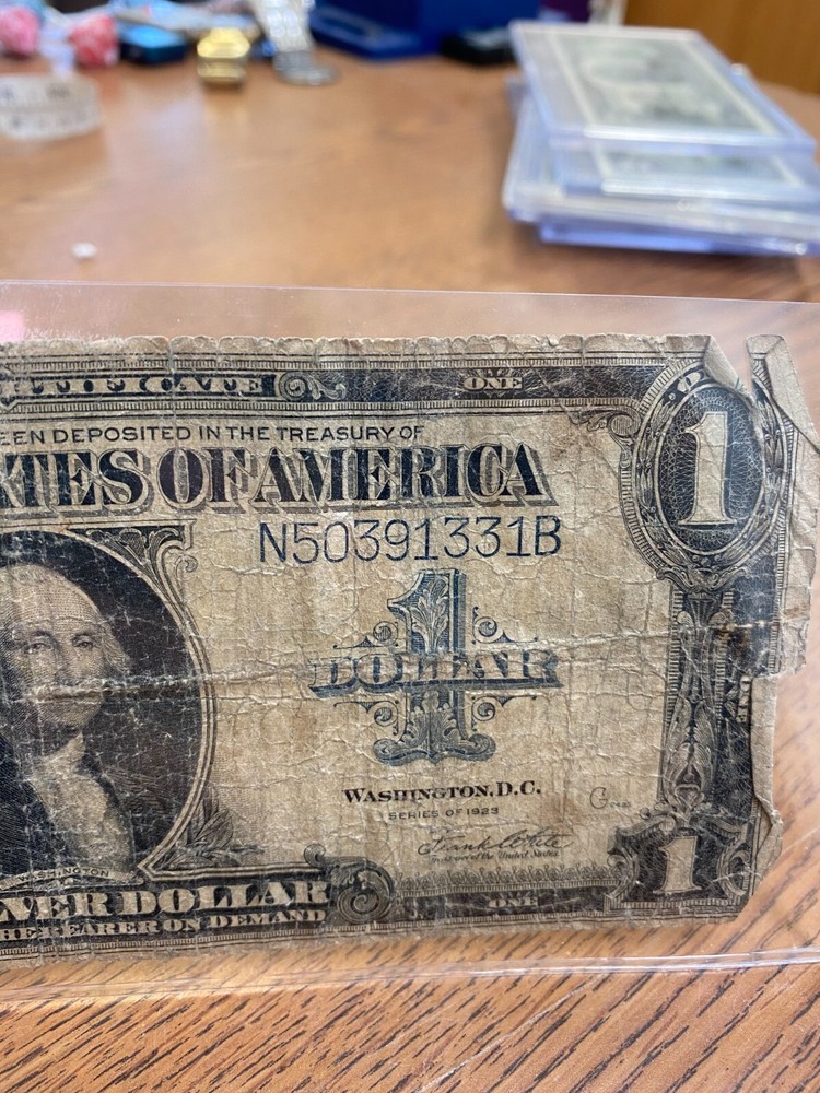 1923 $1 One Dollar Silver Certificate Note - Horse Blanket Large Size Banknote