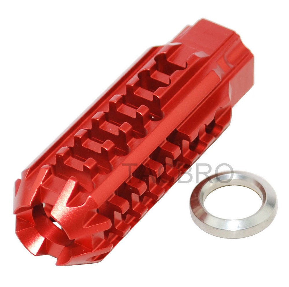 Skeleton Design 9MM Muzzle Brake With 1/2"x28 Thread Pitch - Red Aluminum