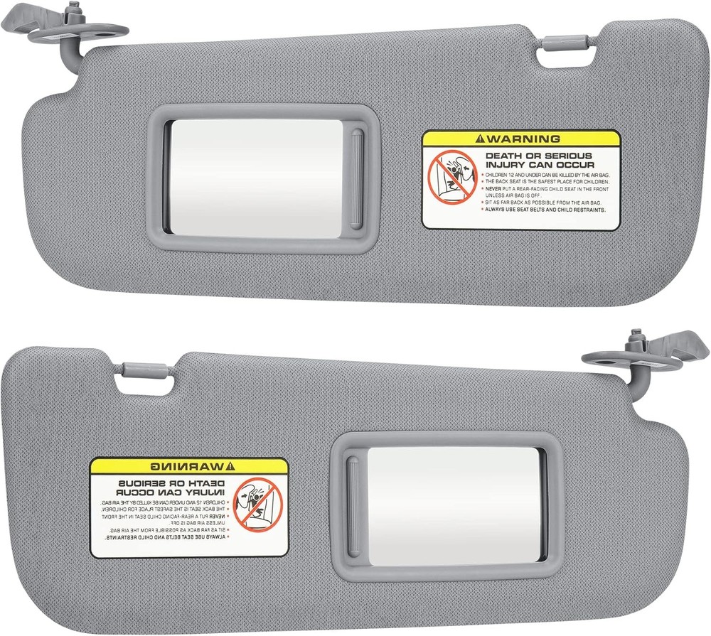 Gray Driver Left + Passenger Right Side Sun Visor Replacement Compatible Grey