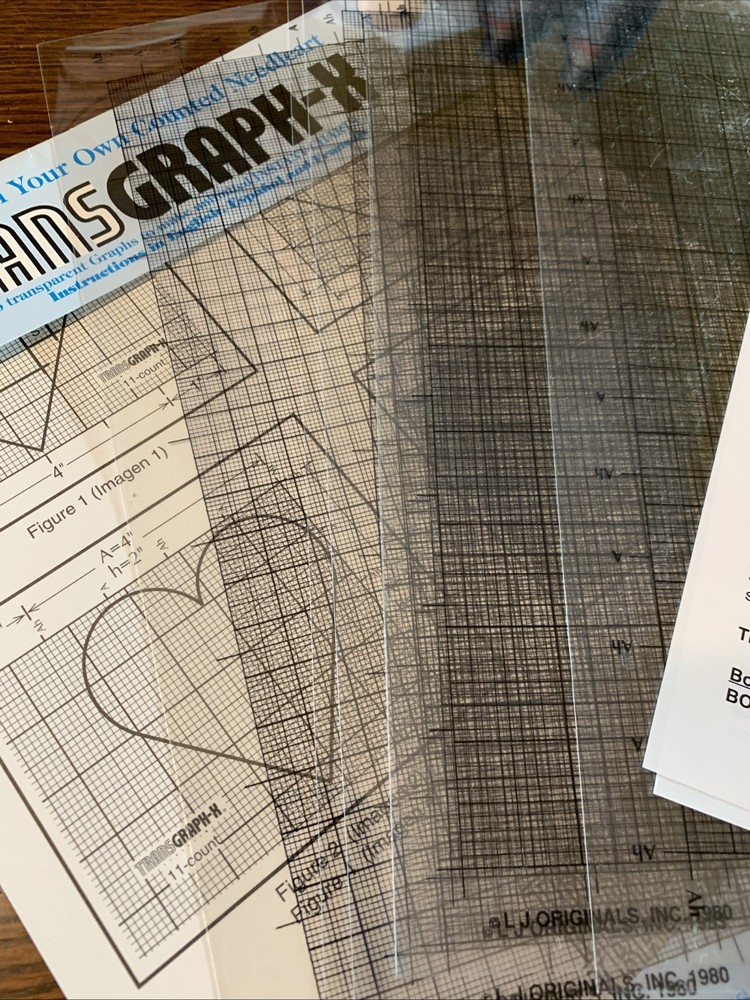 NOS TRANSGRAPH-X Design Your Own Counted Needleart 6 Plastic Graphs Multi sized