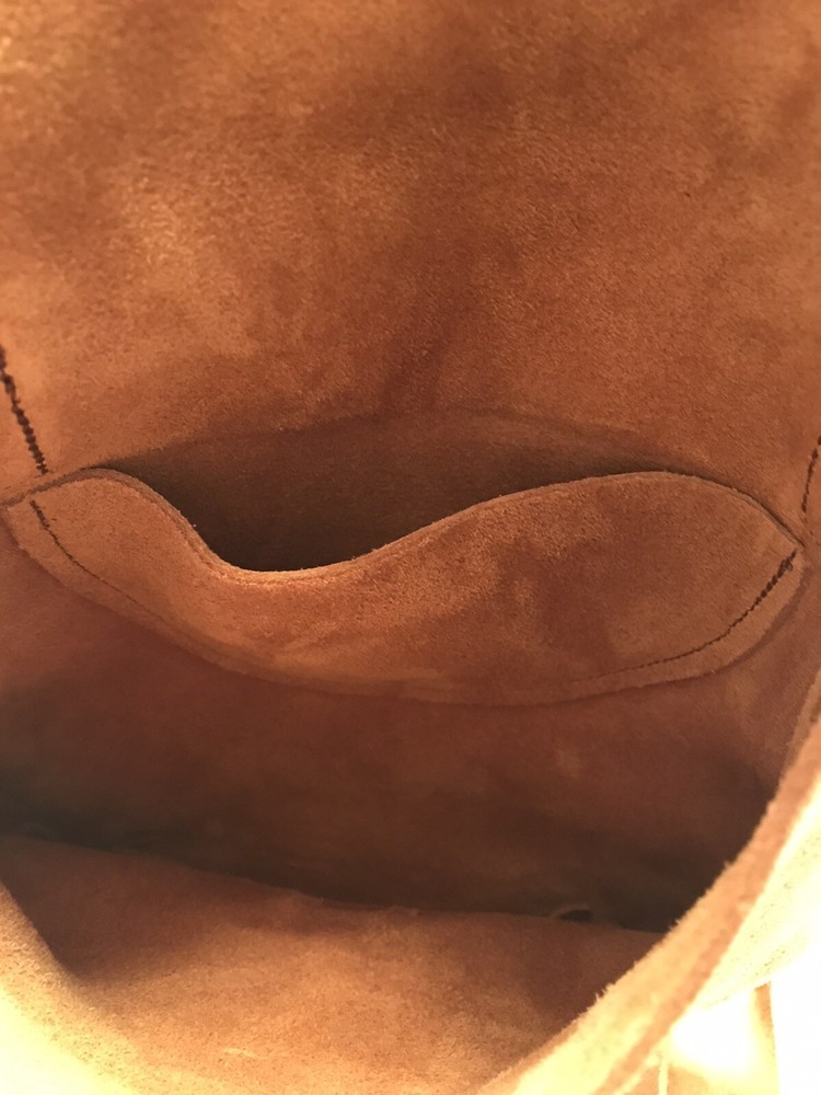 Muzzleloading black powder Fringe Engraved Bag Handcrafted Brown Suede Leather