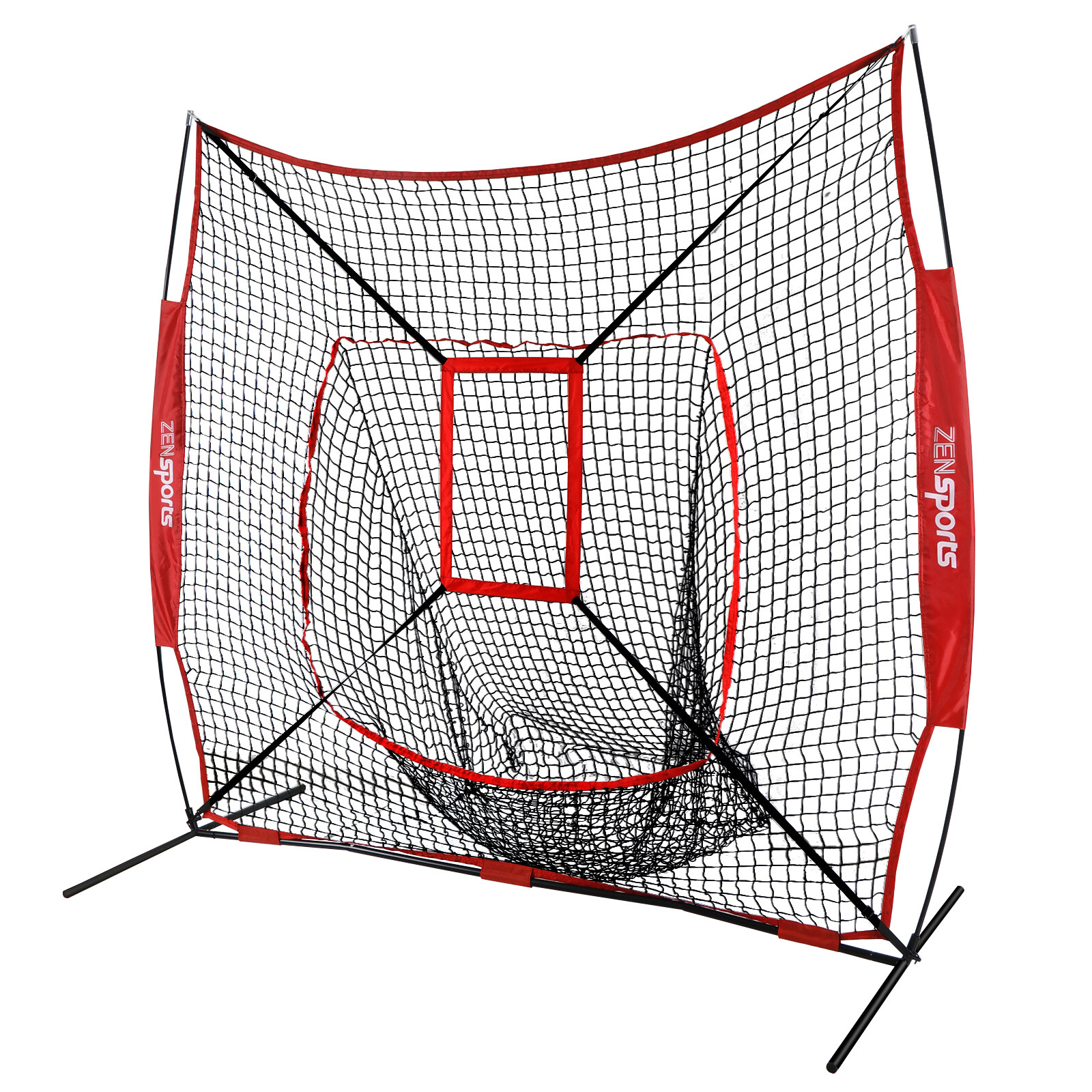 7'×7' Baseball Softball Practice Net Hitting Pitching Training Net w/Strike Zone
