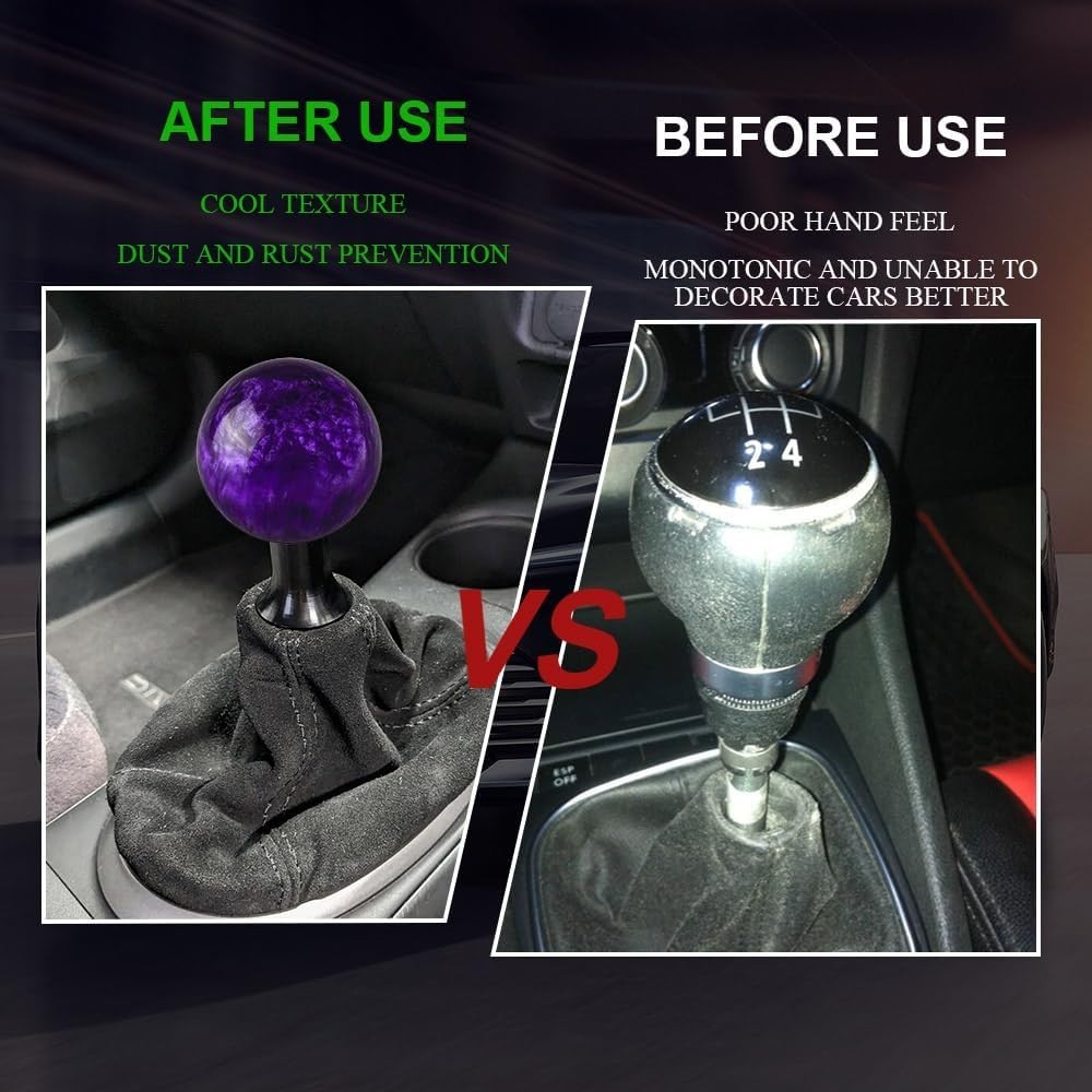 Shift Knob Manual Gear, Shifter Knobs, Acrylic Round Gear Shift Stick Purple