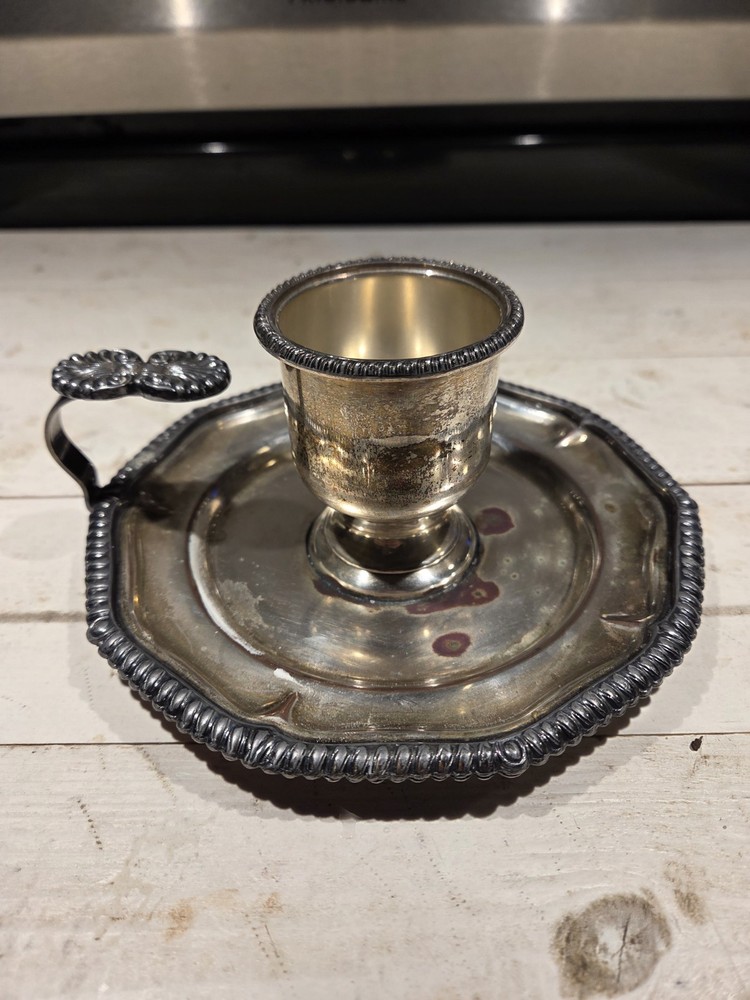 Antique Victor Silver Co Chamberstick Holder