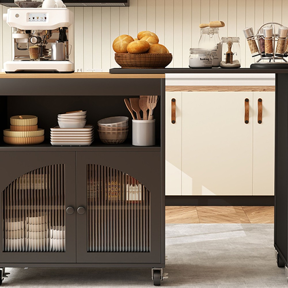 Rolling Kitchen Island Table With LED Light Power Outlets For Kitchen SSNI