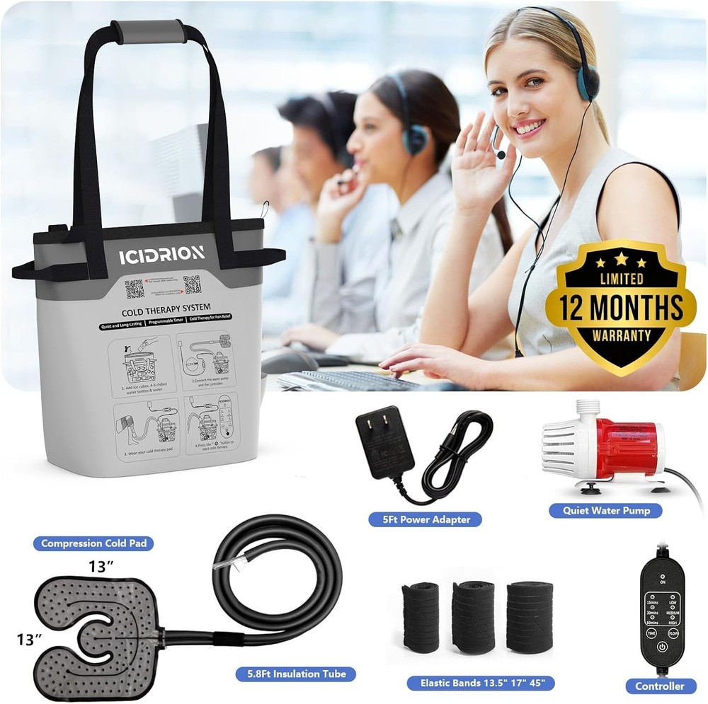 Portable Ice Machine for Post-Surgery Knee Relief, Adjustable Timer & Flow Rates