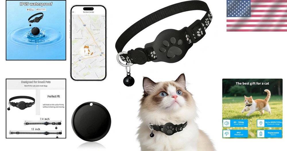 Smart GPS Cat Tracker - Lightweight, Waterproof Collar Compatible with Android