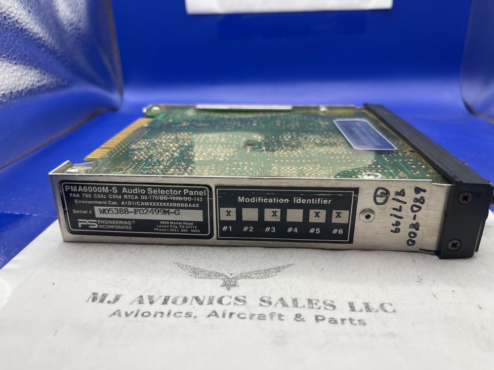 PS ENGINEERING PMA 6000M-S AUDIO-MARKER-INTERCOM PANEL WITH FAA FORM 8130-3