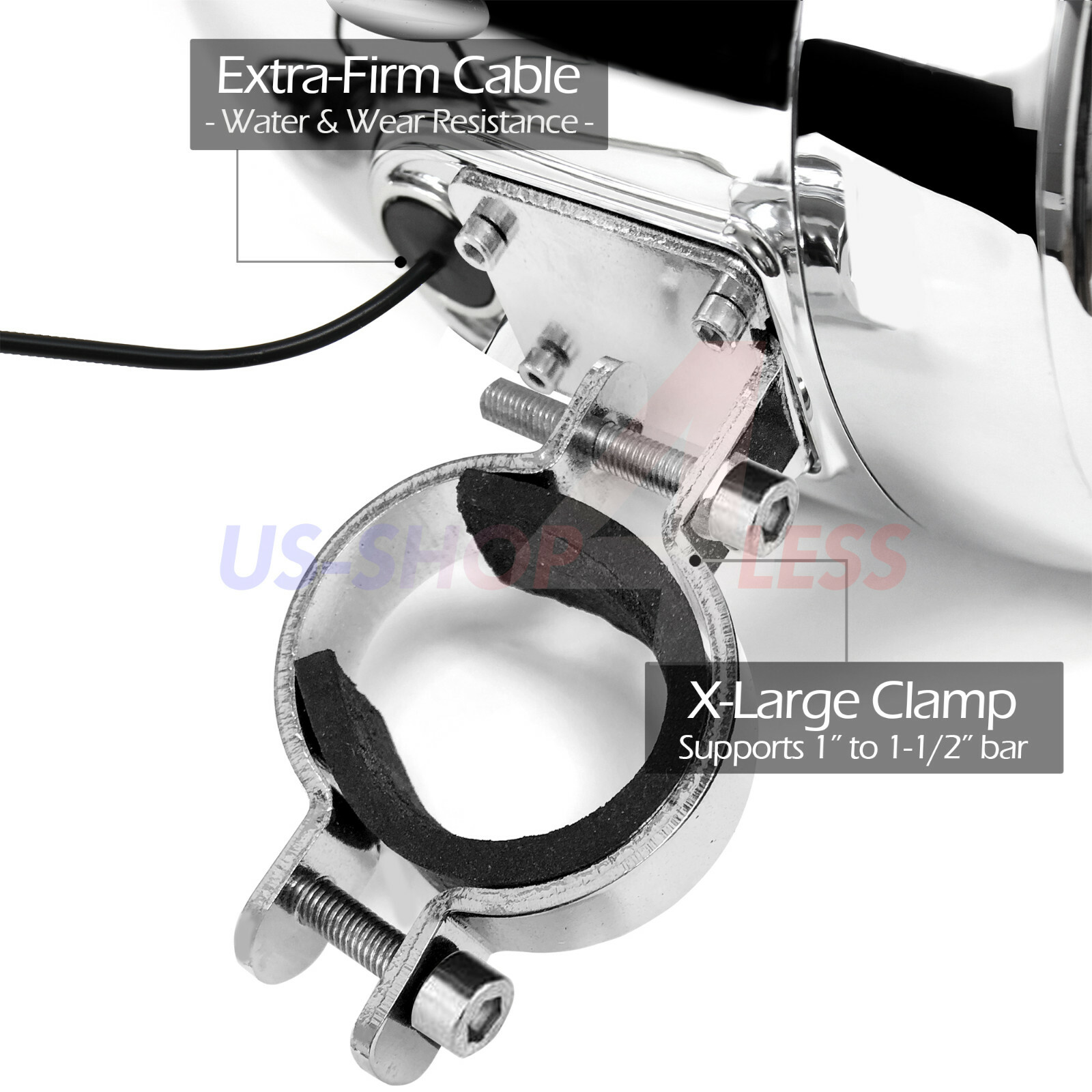 Bluetooth Motorcycle 100W Amplifier Waterproof Stereo Speaker Audio Radio System