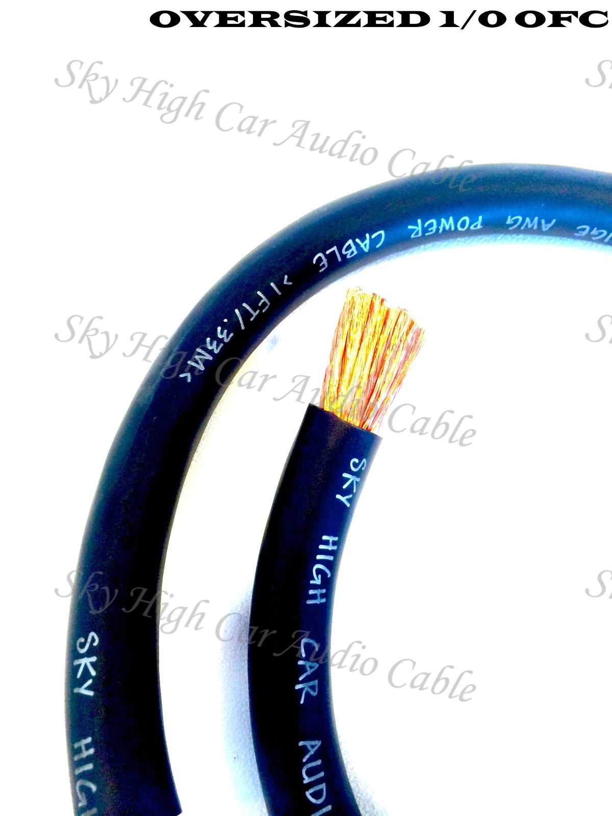 20 ft OFC 1/0 Gauge Oversized 10' RED & 10' BLACK Power Ground Wire Sky High Car