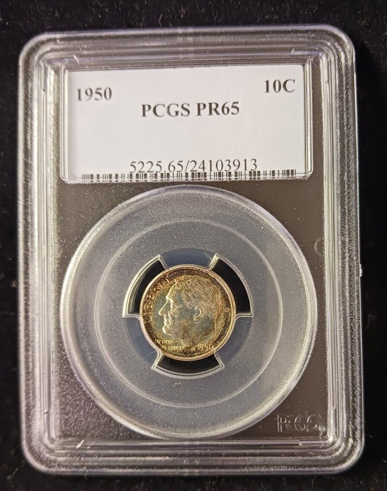 1950 PCGS PR65 Roosevelt Dime Coin