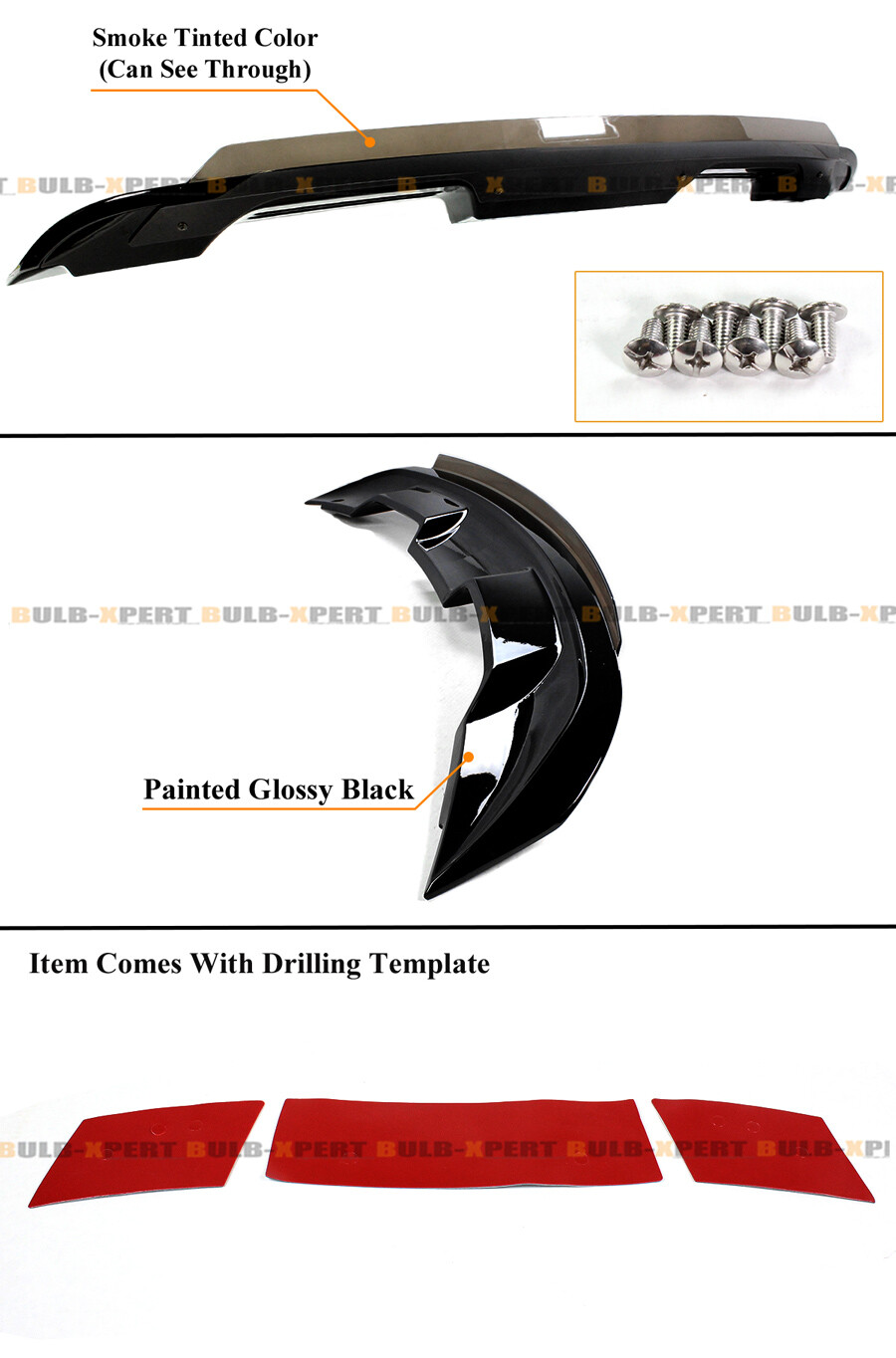 GT500 Style Spoiler W/ Smoke Gurney Flap Wicker Bill For 2015-2023 Ford Mustang