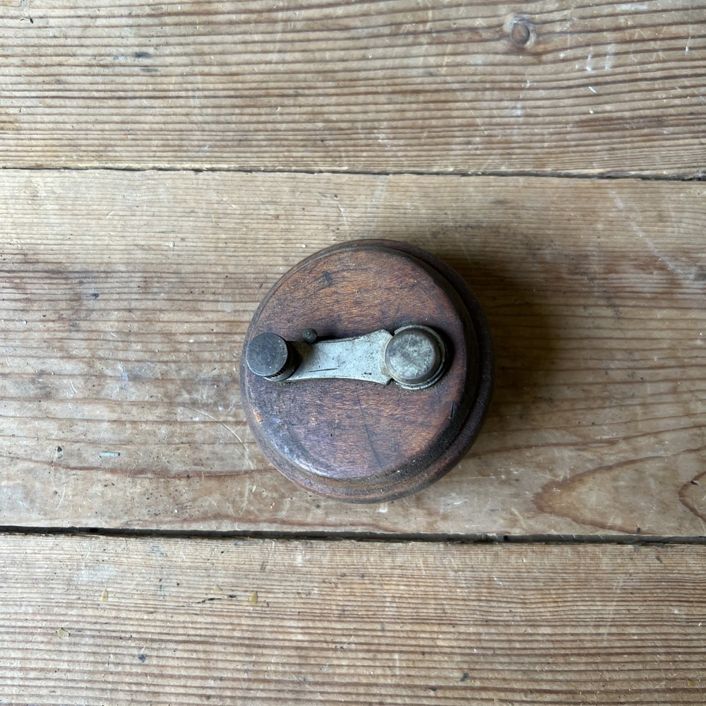 Antique In-Line Electrical Switch Wall Mount Oak Backplate