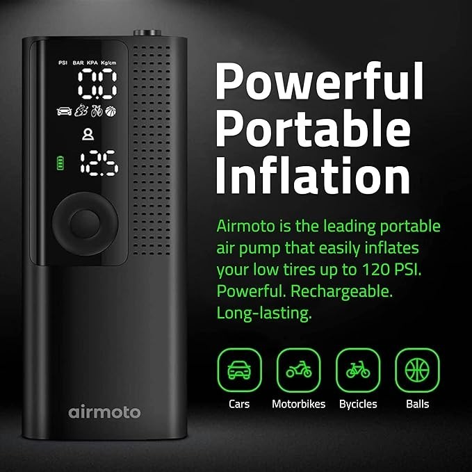 Airmoto Smart Air Pump Model BP198 rechargeable inflator balls bike car tires
