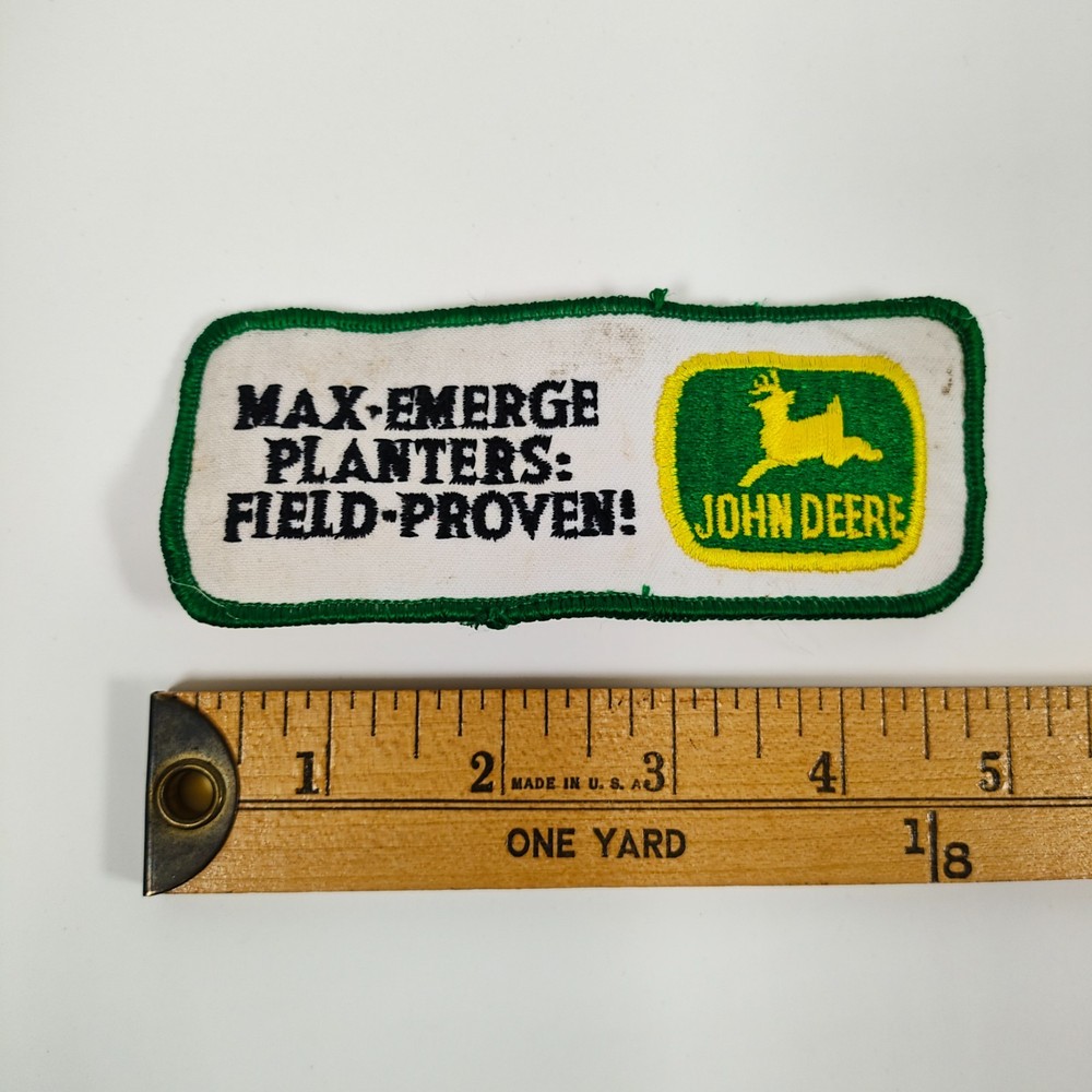 Embroidered John Deere patch for "MAX-EMERGE PLANTERS".