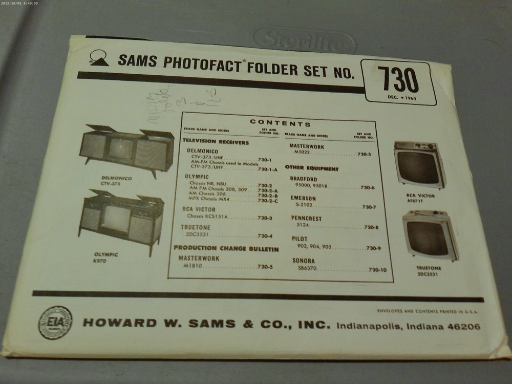 SAMS PHOTOFACT FOLDER SET NO.730