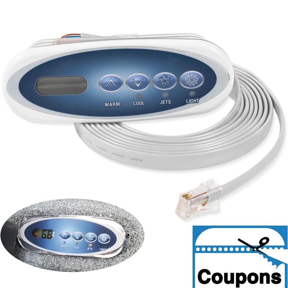 Hot Tub 4 Button Topside Control Panel for Balboa Mini Oval Heat Jacket 53238