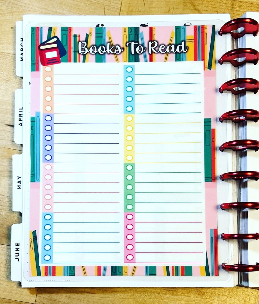 Books I've Read & To Read Dashboard Insert 4 use with HAPPY Planner