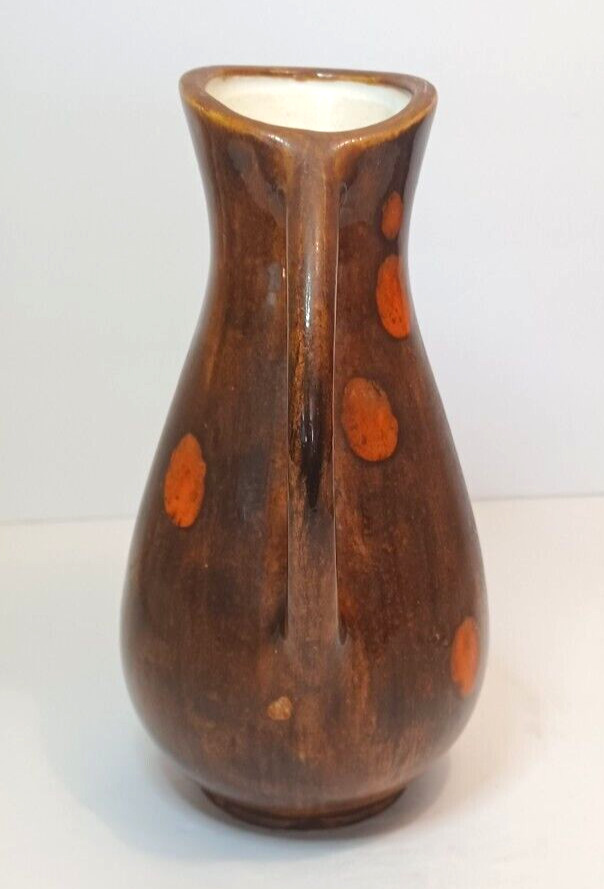 Brown Pitcher Vase Ewer 8" Tall