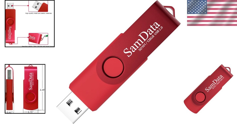 Shockproof 1 Pack 128GB USB Flash Drive - Perfect for Data Storage & Backup