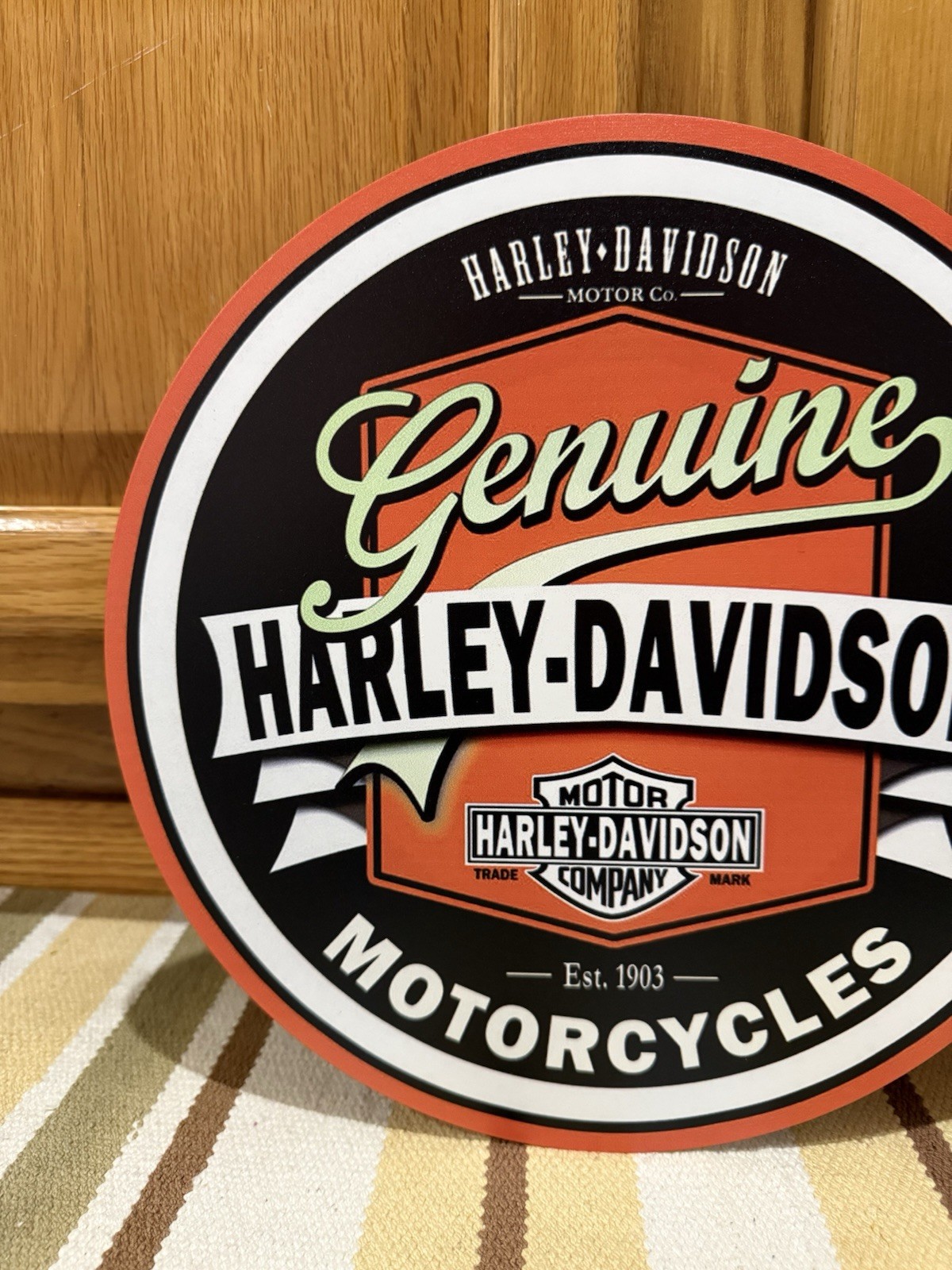 Harley Davidson Motorcycle Flange Sign Gas Oil Parts Vintage Style Wall Decor