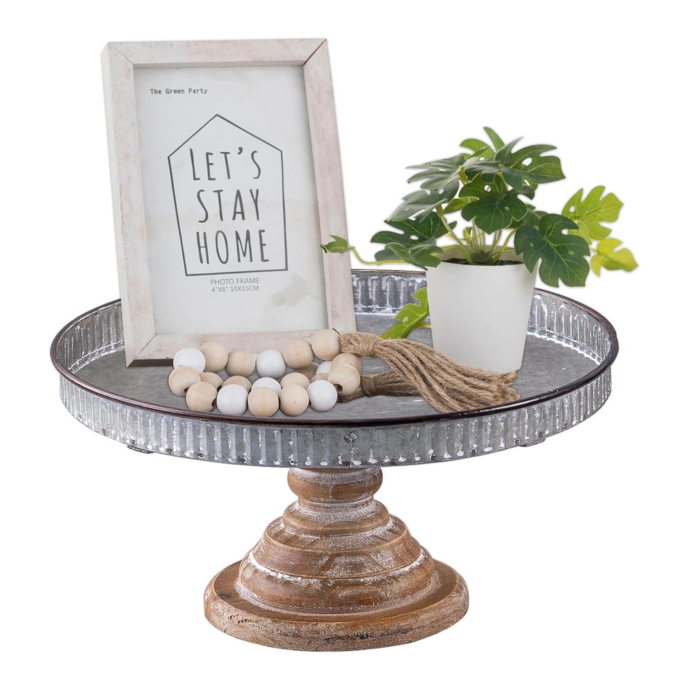 Rustic Galvanized Metal Cake Stand, Cupcake Stand Rustic Round Dessert, Appet...