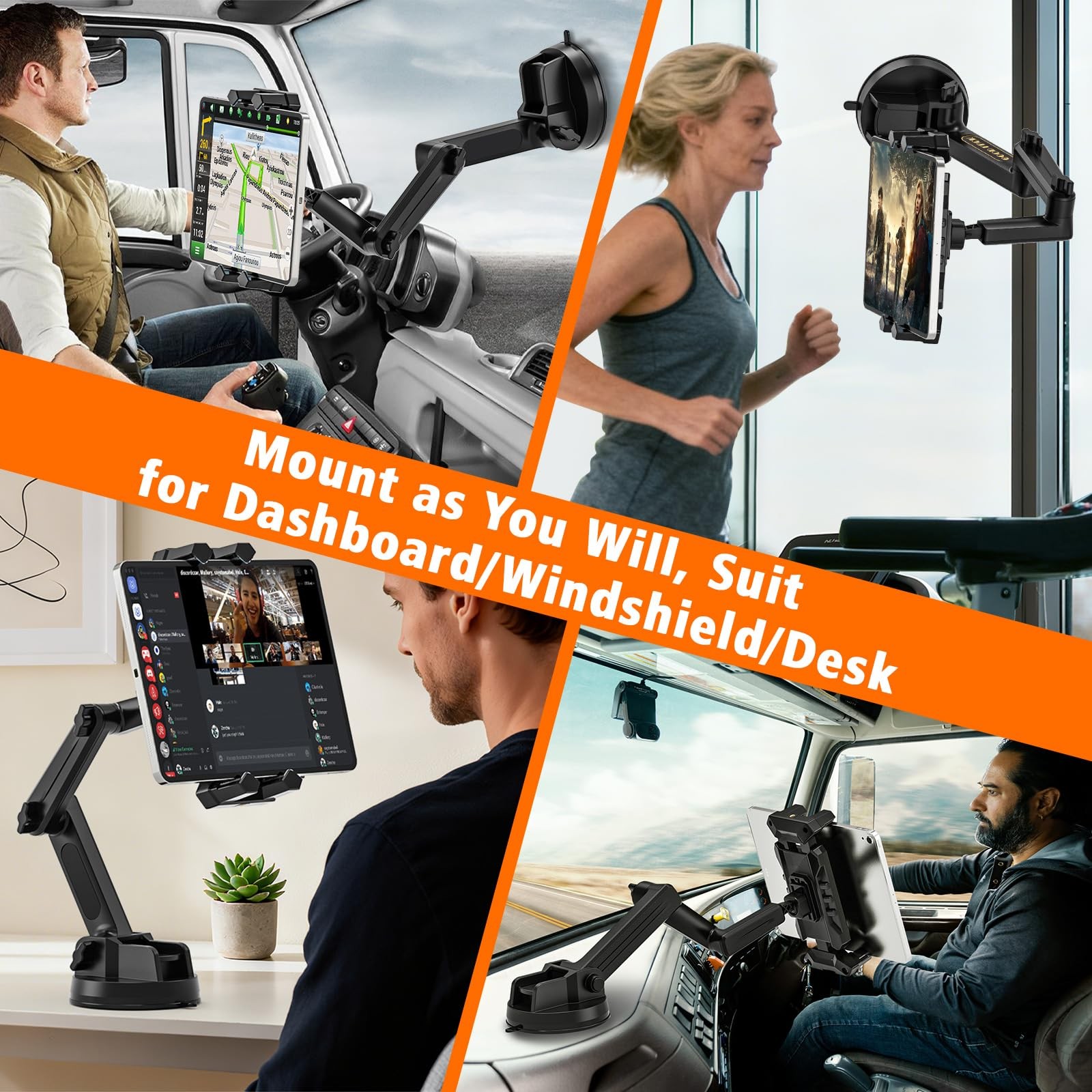 Tablet Mount for Truck, Car Tablet Holder iPad Mount, Heavy Duty Super Suctio...