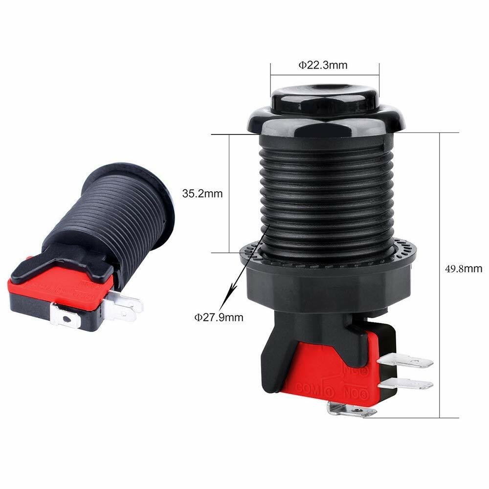 Arcade Game HAPP Style Push Button America with Microswitch 1 2 Player Start DIY