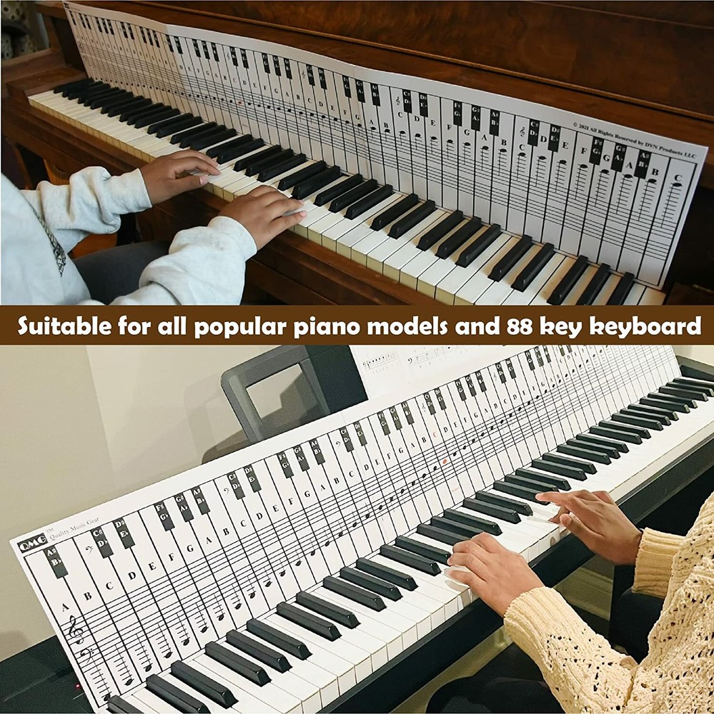 Piano and Keyboard Note Chart for 88 Keys, Use Behind the Keys
