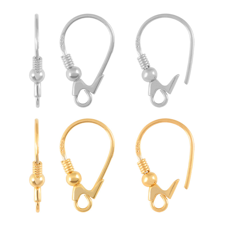 Sterling Silver Earrings Safety Fish Hooks with Closed Loop 18.5mm