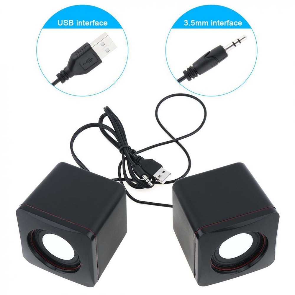 Mini USB Power Wired Computer Speakers Stereo 3.5mm Jack For Desktop PC Laptop