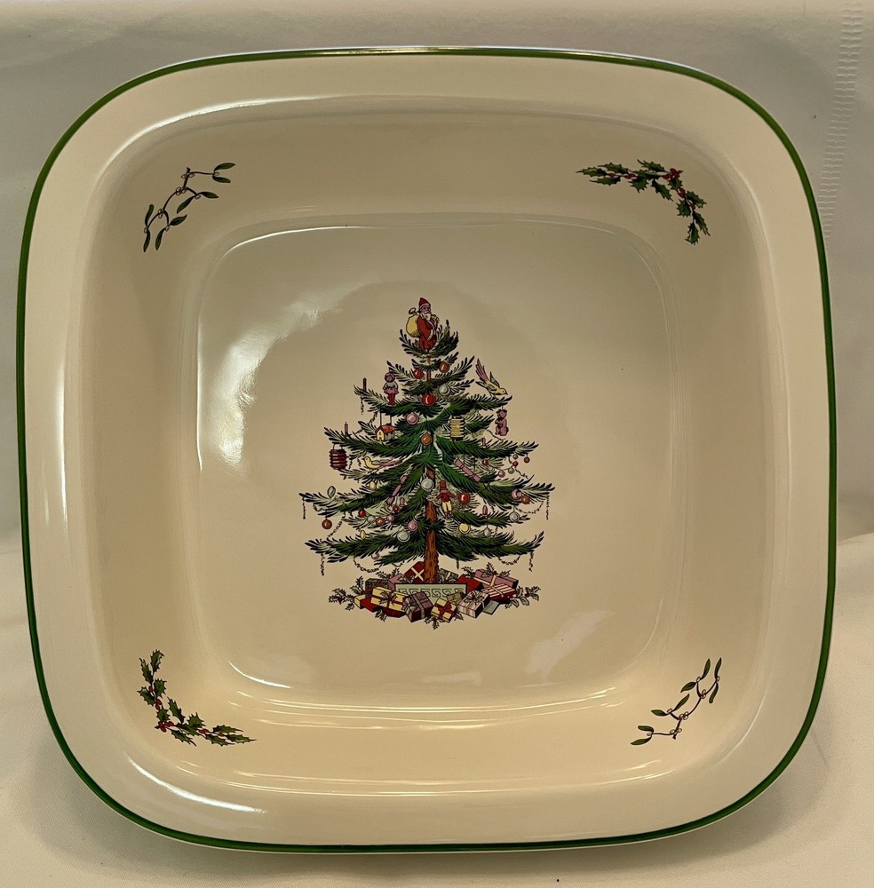 Spode Christmas Tree Square Rim Dish 10" new in Box