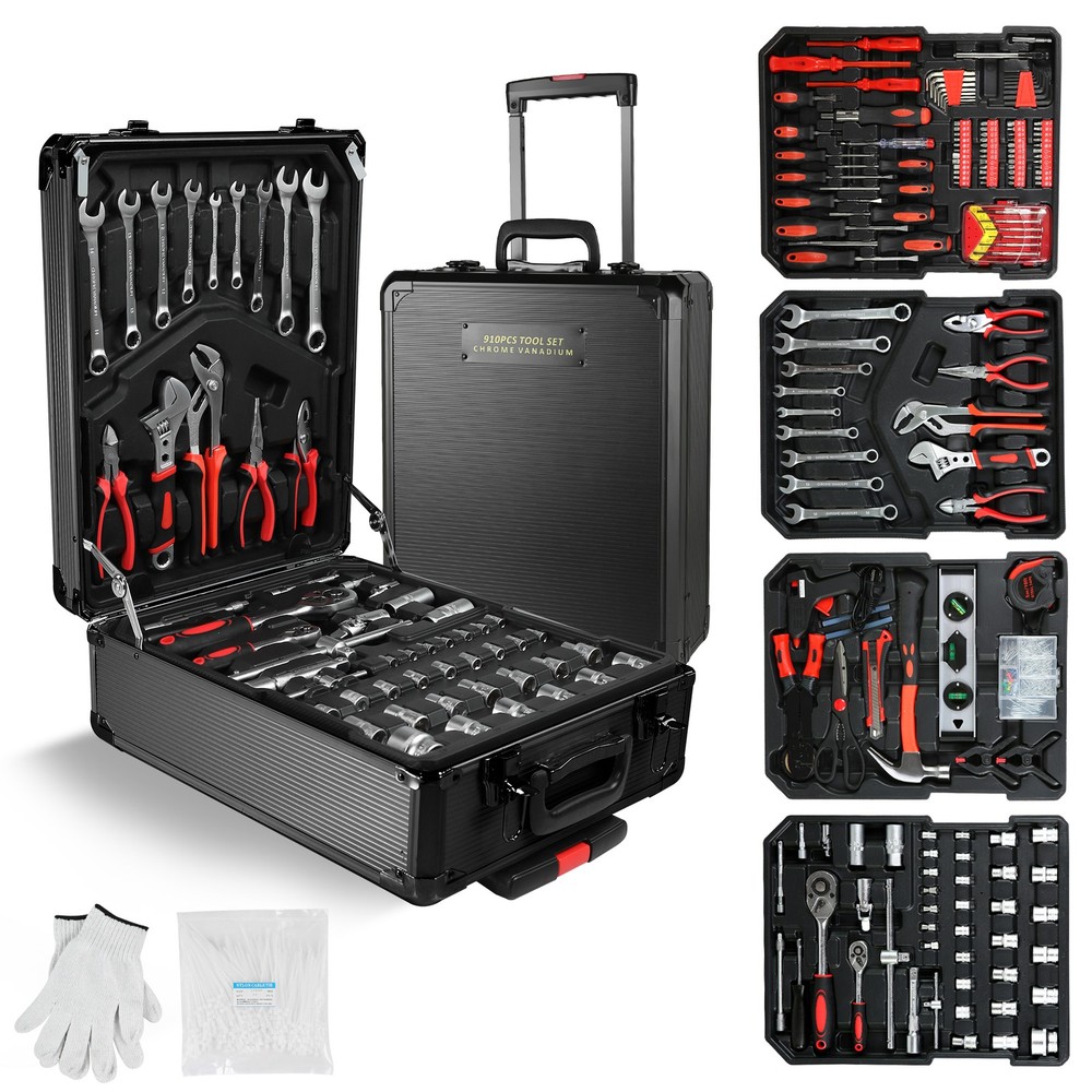 909 PCS Mechanics Tool Set Metal Case Socket Wrench Set Tool Kit