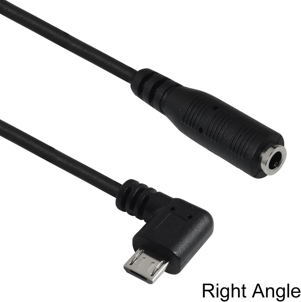 Micro USB to 3.5mm Jack Audio Adapter Cable Black Right Angled