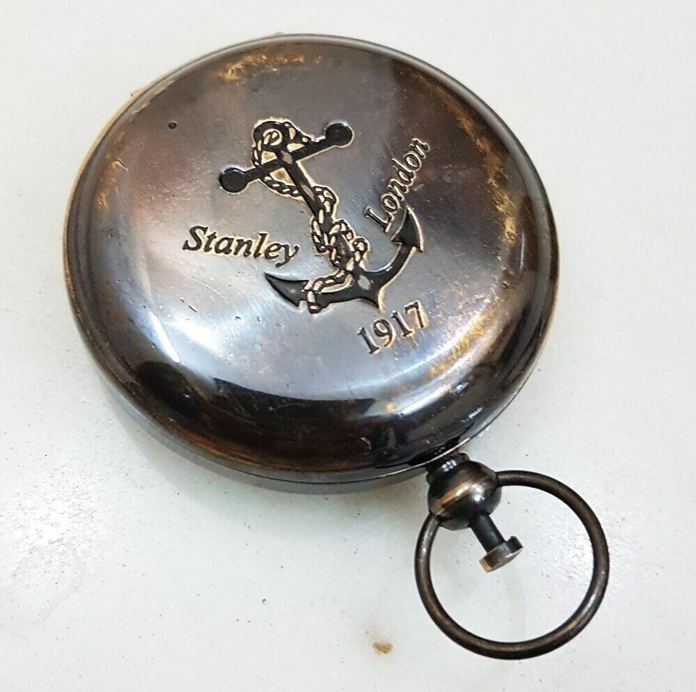 Handmade Push Button Compass Antique Brass Compass Pocket Style