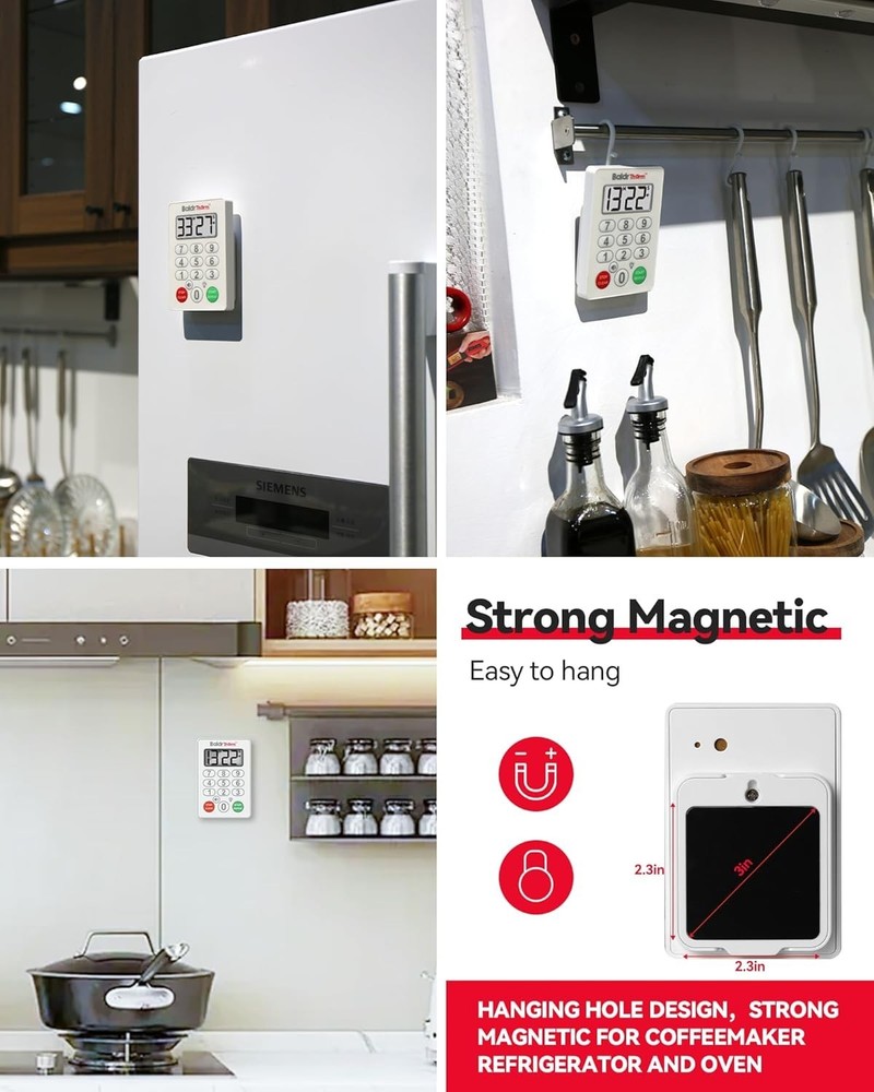 BaldrTherm Digital Kitchen Timer, Magnetic Waterproof Countdown Timer（Classic）
