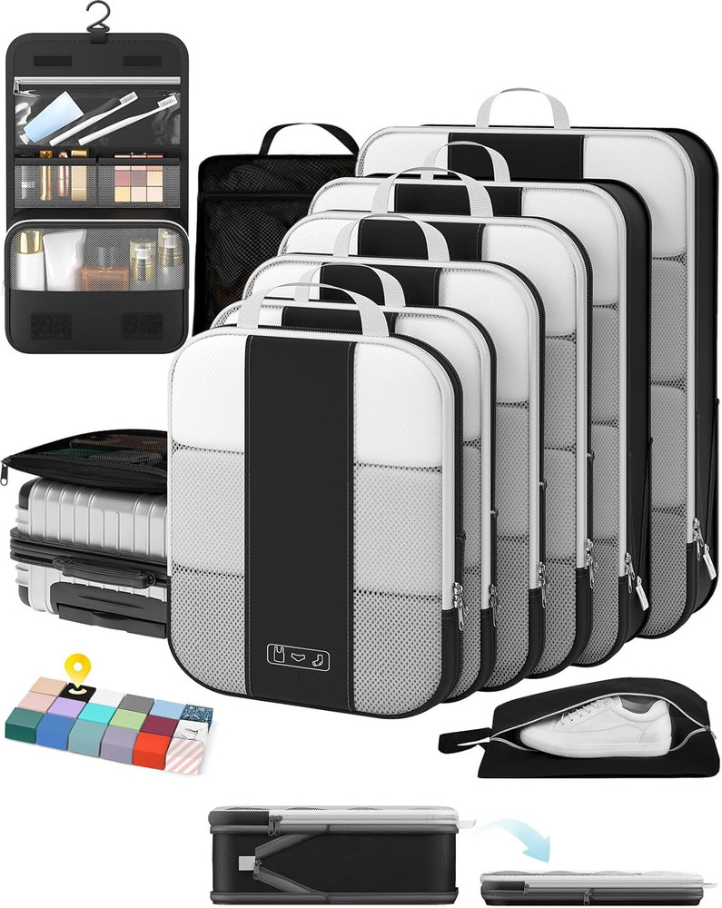 10 Set Compression Packing Cubes for Travel Essentials,Compressible Expandable P