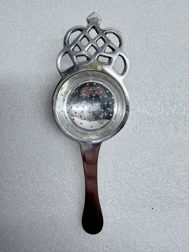 Vintage Silver Plated Tea Strainer With Handle Crown Design