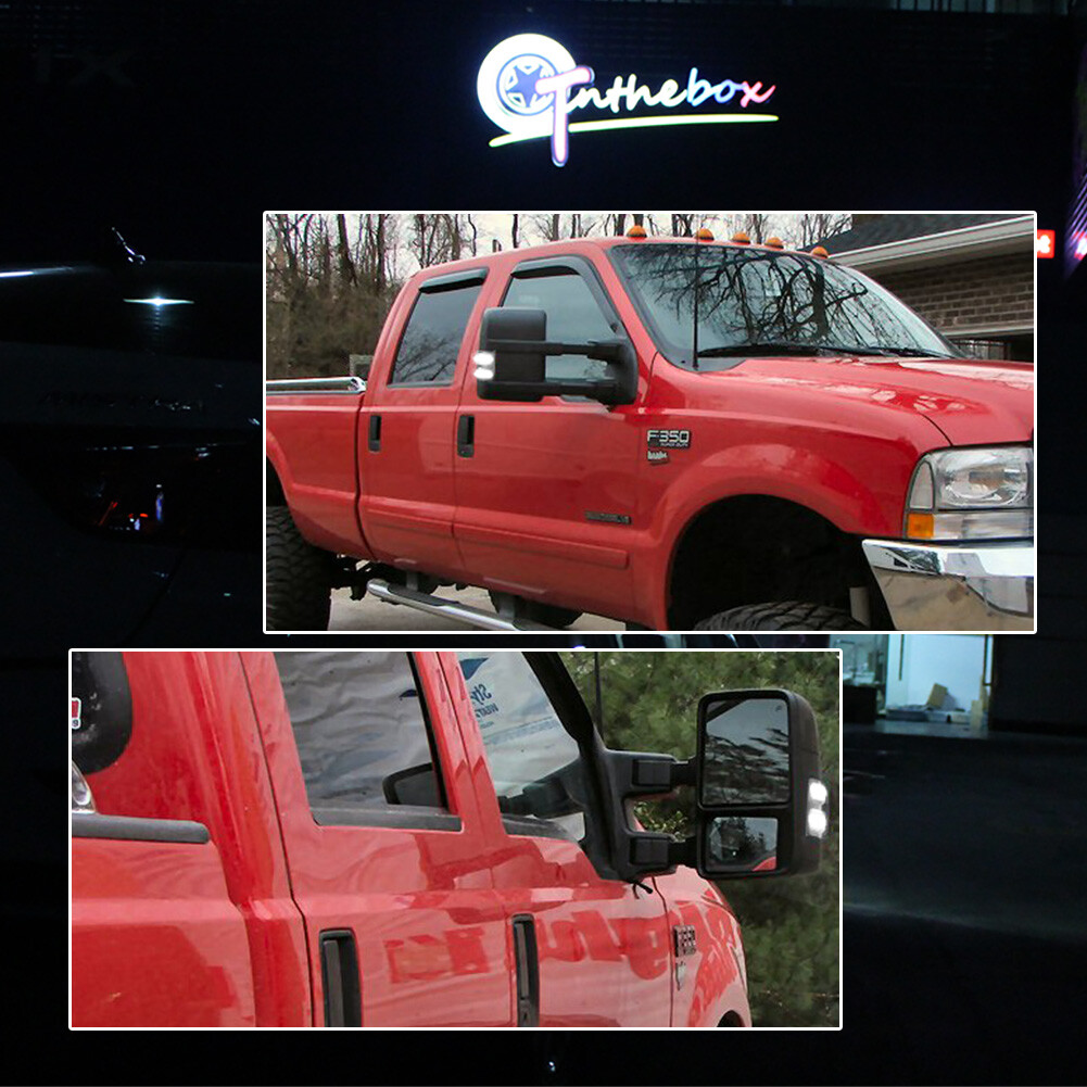 For 08-16 Ford F250 F350 F450 F550 Super Duty Clear White LED Side Mirror Lights